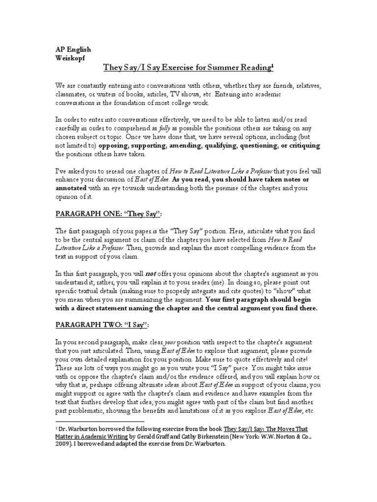 They Say I Say PDF Argument Cognition