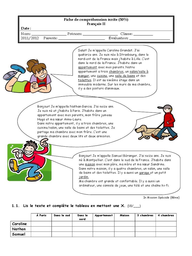 Compréhension écrite : La maison FLE A1 | PDF | Business | Loisirs