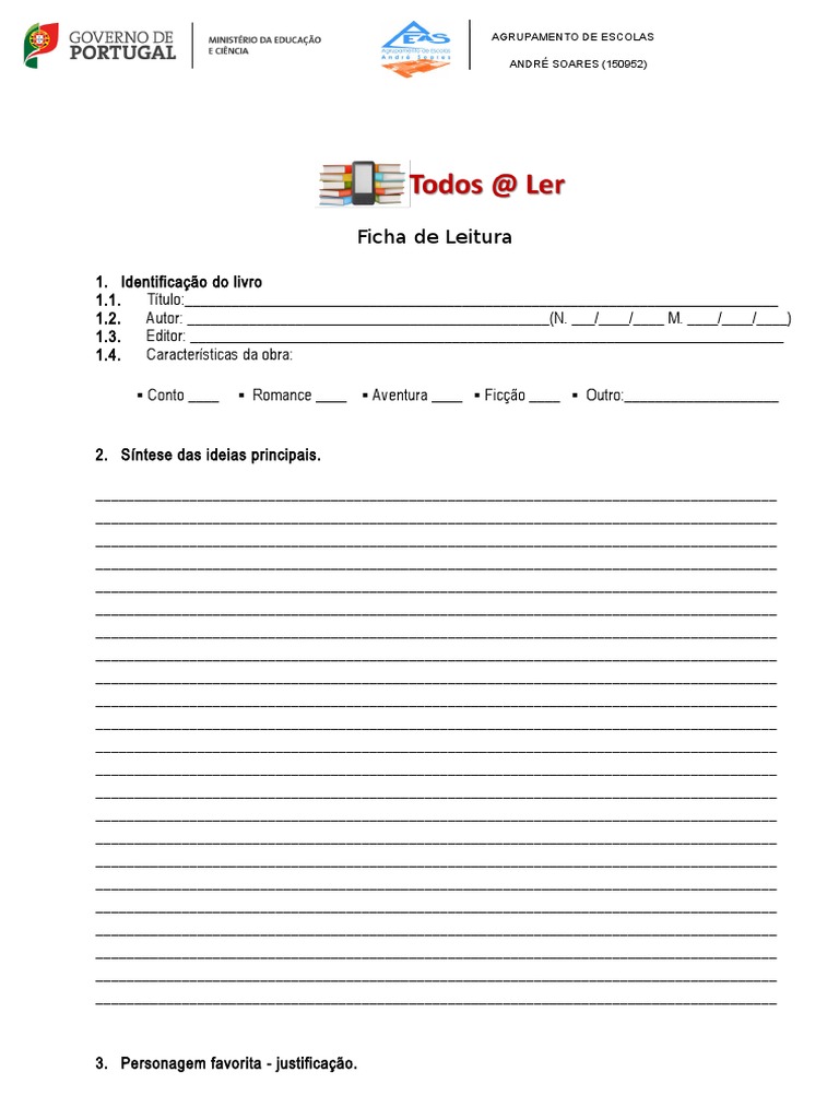Ficha de Leitura para Ensino Médio | PDF