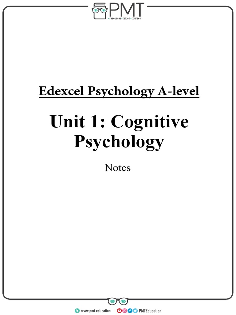 Cognitive psychology notes edexcel ial psychology a level pdf