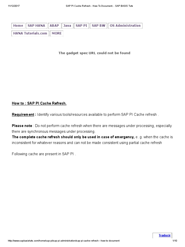 SAP PI Cache Refresh - How To Document | PDF | Hypertext Transfer ...