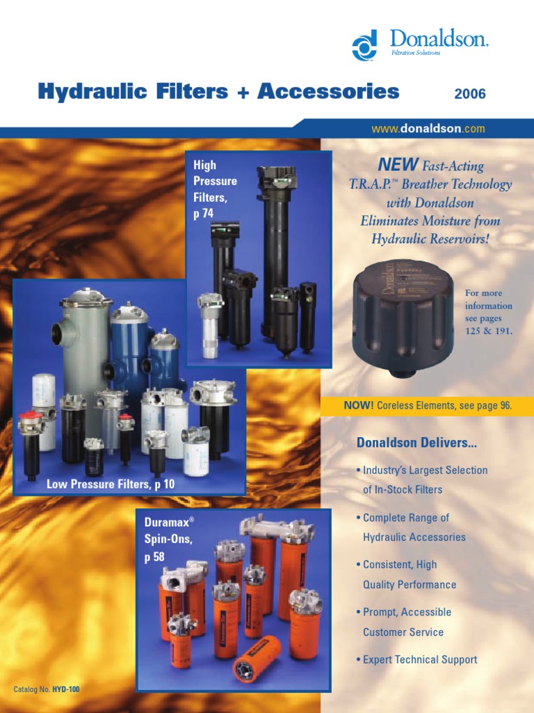 HYD100 Hydraulic Filters Accessories Catalog DONALDSON Pump