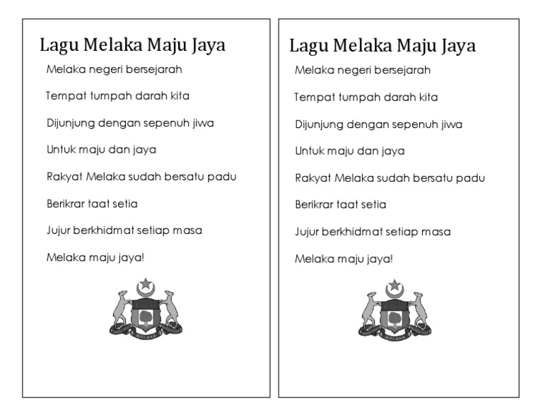 Lagu Kebesaran Negeri Melaka Melaka Maju Jaya National Anthem Of Melaka Youtube