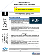 Prova - Assistente Administrativo - Tipo 1 - B. S. Miguel 2017