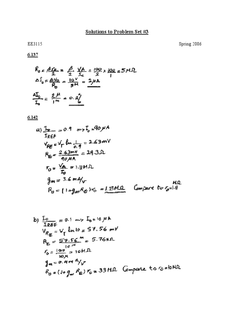 Solutions To Problem Set #3: EE3115 Spring 2006 | PDF