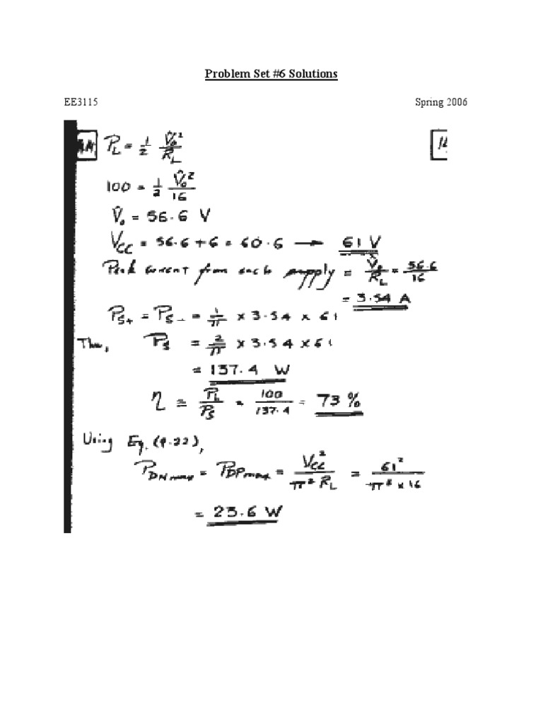 EE3115 Problem Set #6 Solutions | PDF