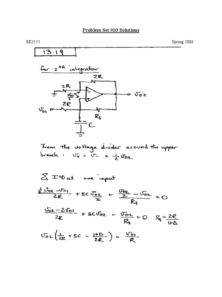 Problem Set #10 Solutions: EE3115 Spring 2006 | PDF