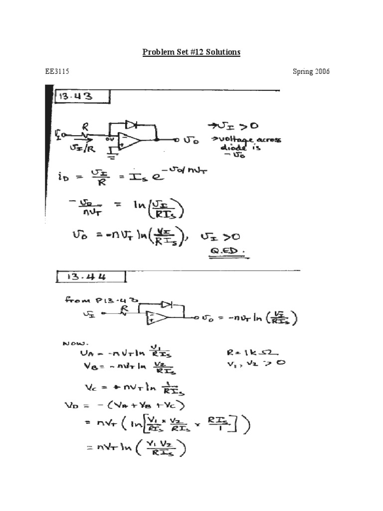 Problem Set #12 Solutions: EE3115 Spring 2006 | PDF
