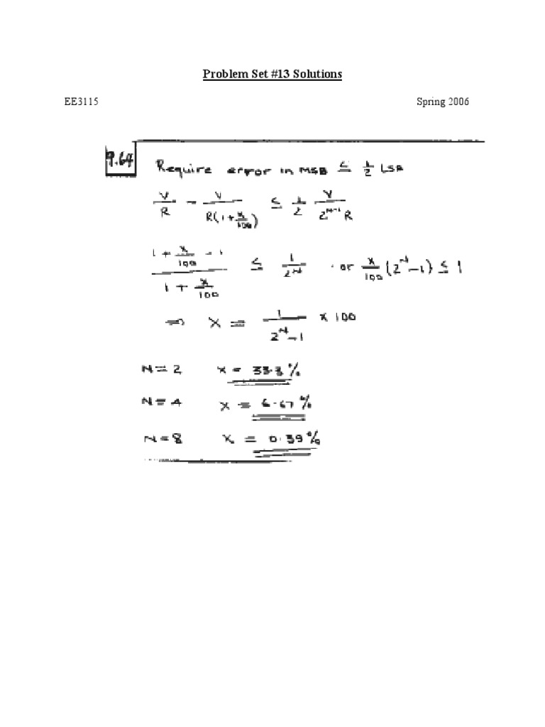 Problem Set #13 Solutions: EE3115 Spring 2006 | PDF