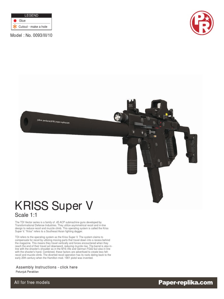 Kriss Super V Papercraft 1 1 Rifle Firearm Components