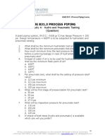 Asme B31.3 Process Piping: Case Study 4: Hydro and Pneumatic Testing (Question)
