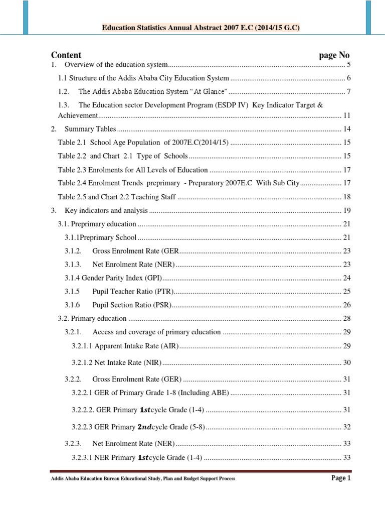 Education Statistics Annual Abstract 2007 Part 1 PDF Students
