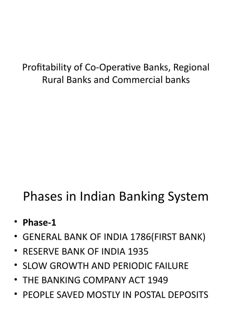 Profitability of Co-Operative Banks, Regional Rural Banks and ...