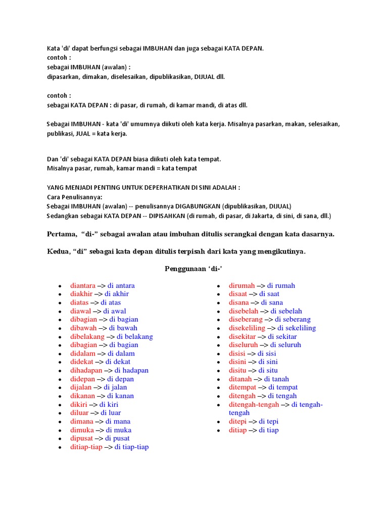 Kata Depan Awalan