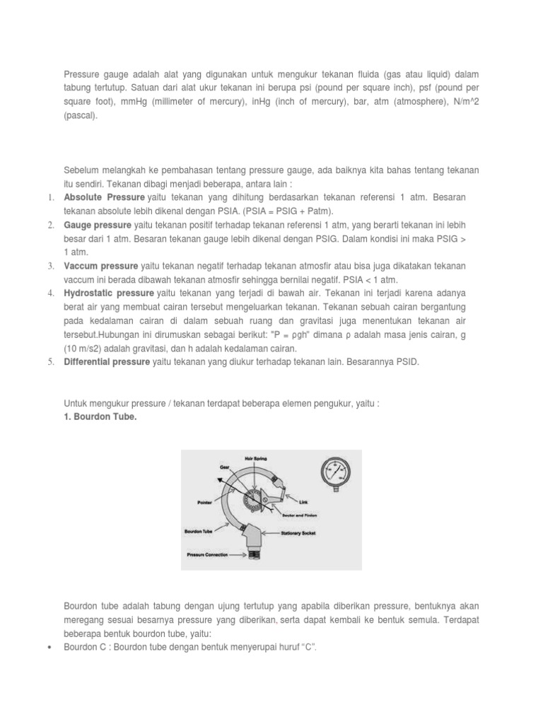 Pressure Gauge Adalah Alat Yang Digunakan Untuk Mengukur Tekanan Fluida