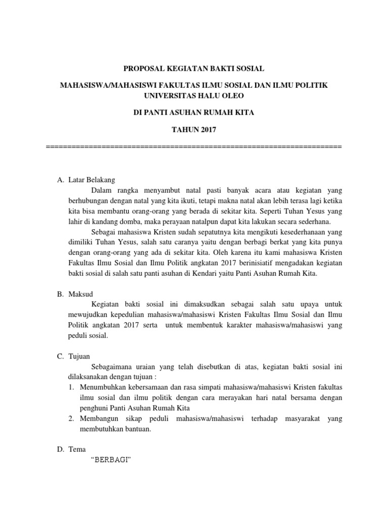 Proposal Kegiatan Bakti Sosial