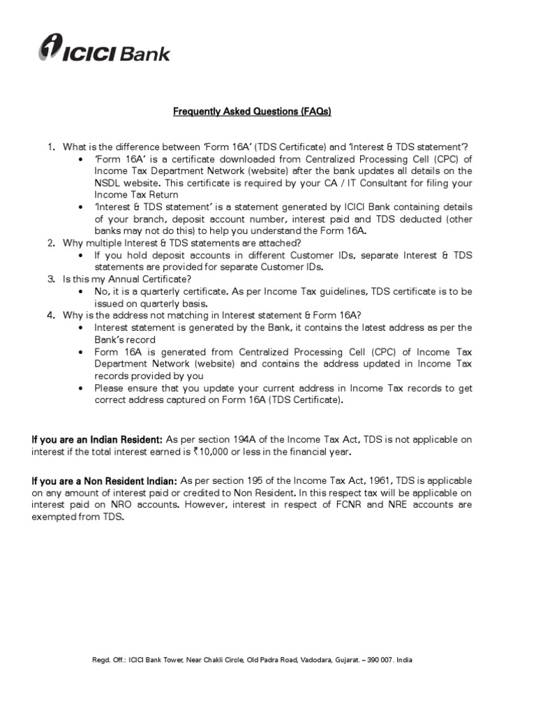 Regd. Off. ICICI Bank Tower, Near Chakli Circle, Old Padra Road