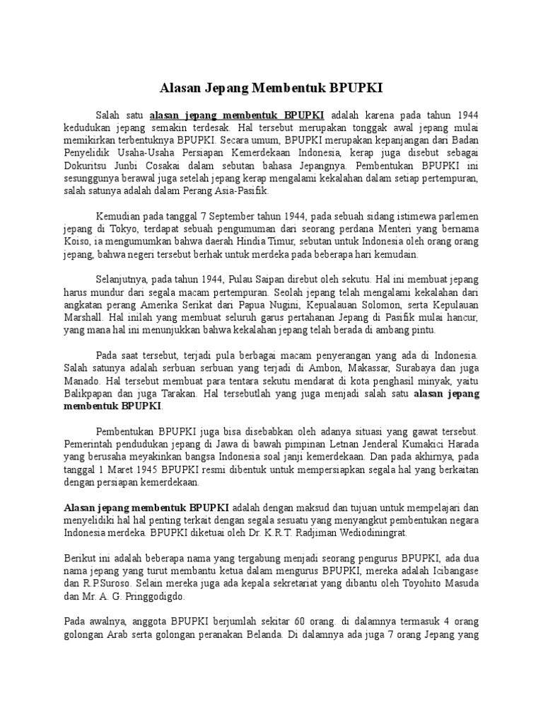 Alasan Jepang Membentuk Bpupki Pdf