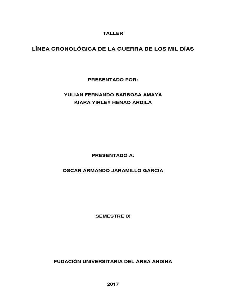 Linea Cronológica Guerra de Los Mil Días  Political 