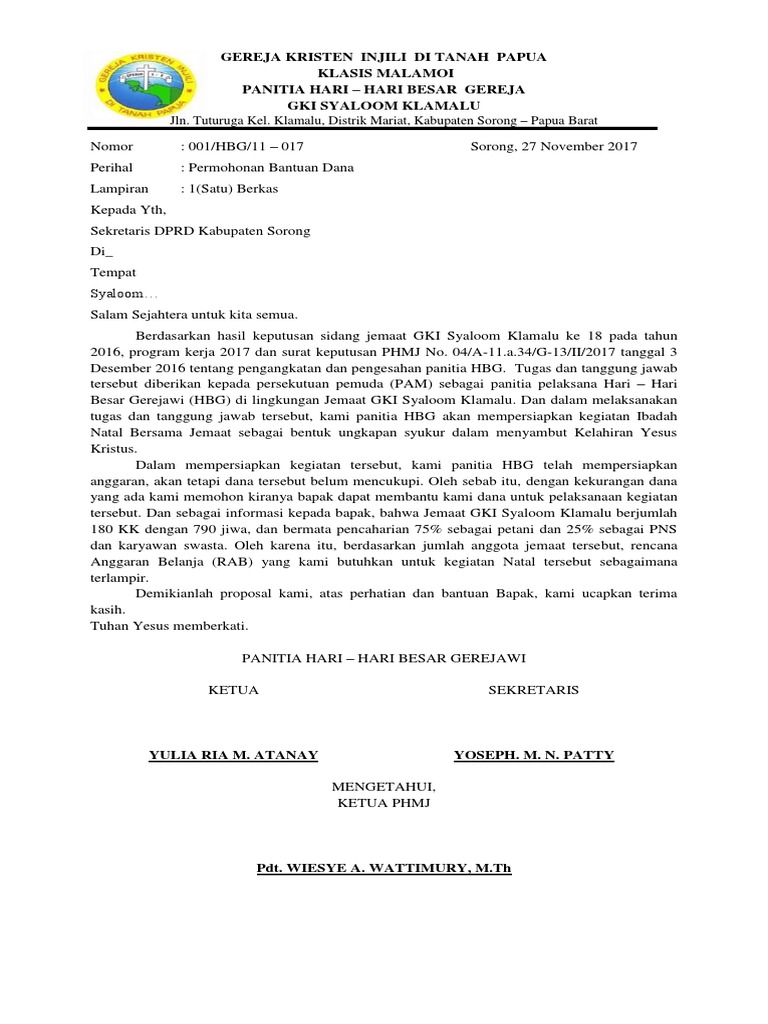 Proposal Bantuan Dana Panitia Hbg Pdf