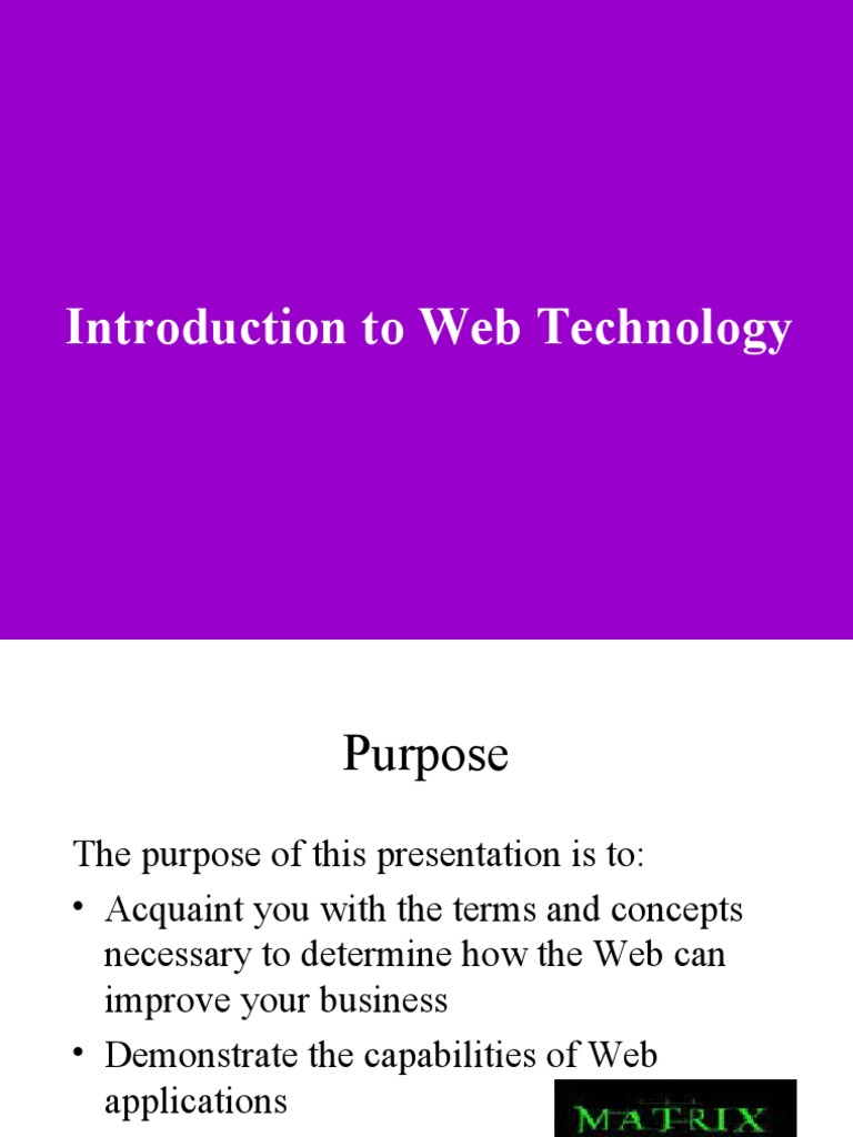 Introduction To Web Technology | PDF | Internet & Web | World Wide Web