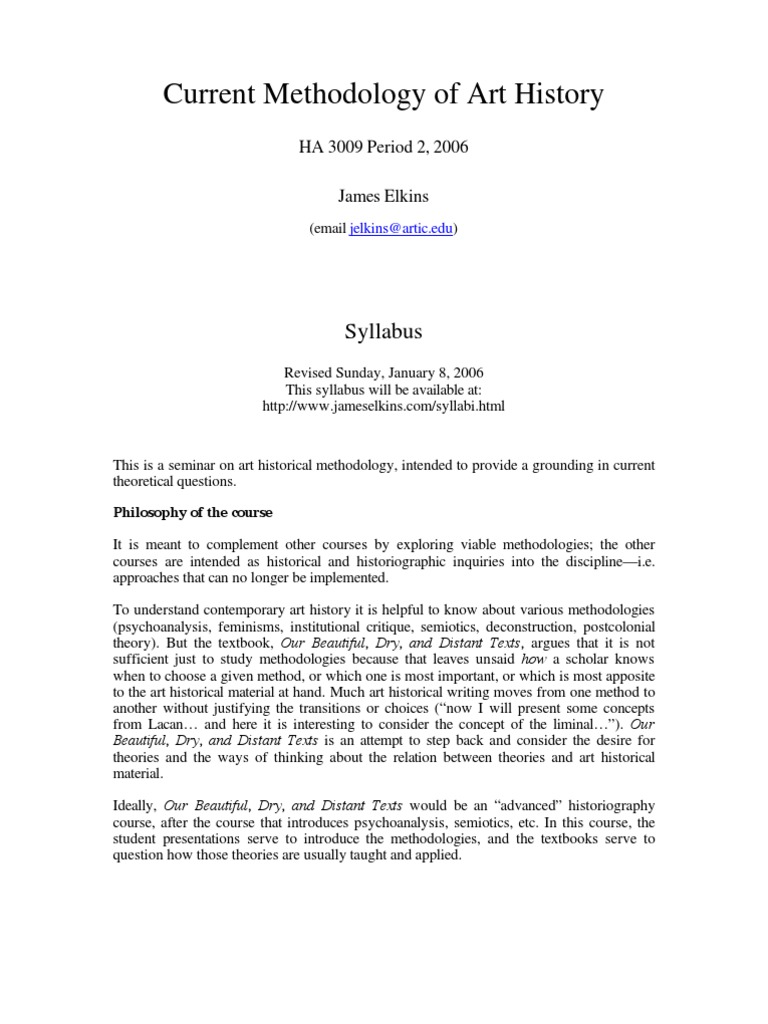 2006 UCC Syllabus PDF Art History Historian