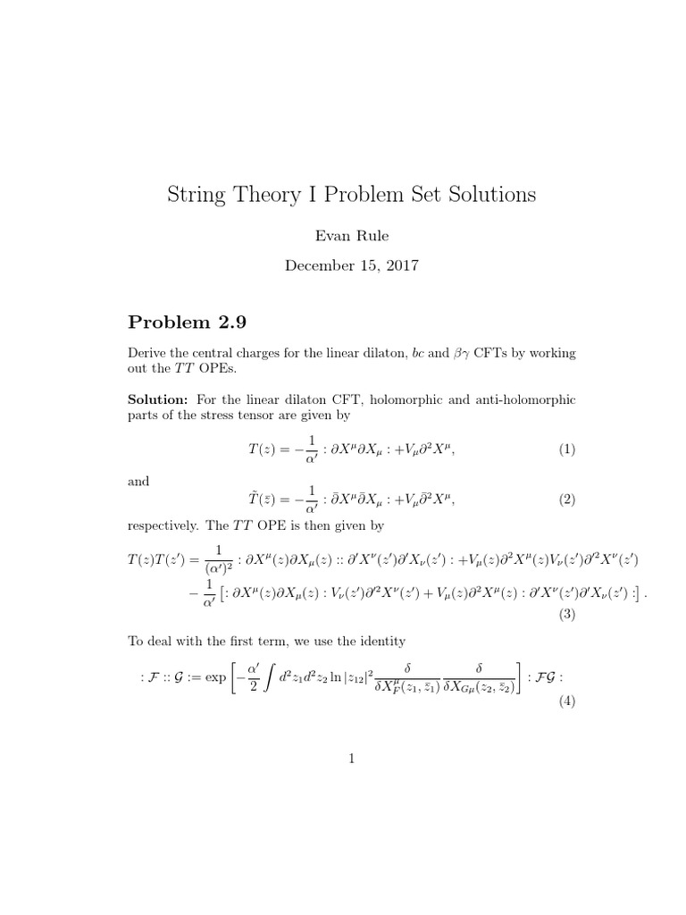 String Theory I Solutions Overview | PDF | Gauge Theory | Differential ...