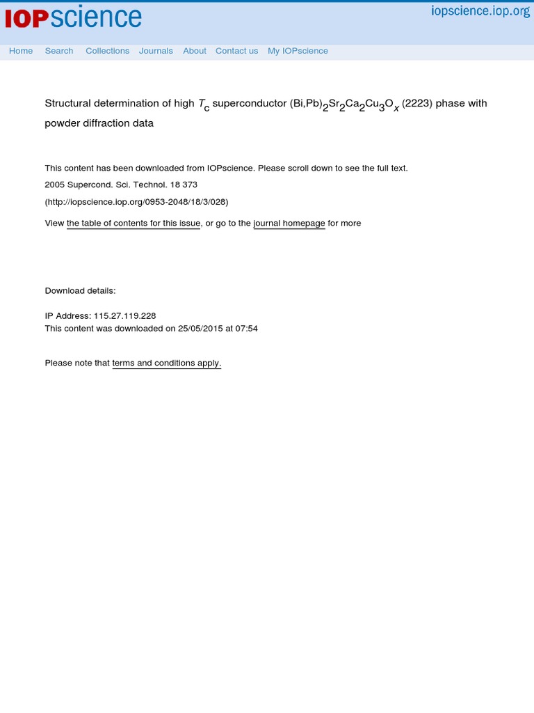 Structuraldeterminationofhigh Tcsuperconductor Bi PB 2 SR 2 Ca 2 Cu 3 ...