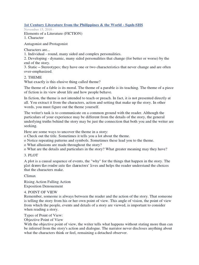 Literature Elements Guide for Students | PDF | Narration | Plot (Narrative)