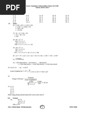 Kunci Jawaban Matematika Kelas 6 Pdf