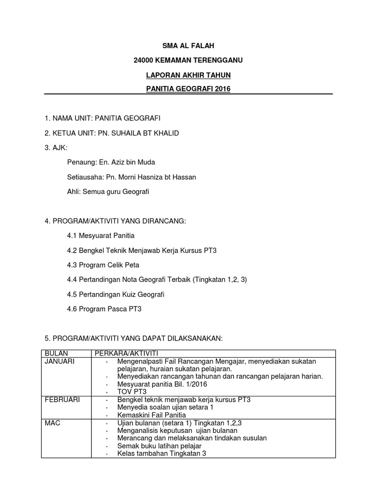 Laporan Akhir Tahun Panitia Geo 16 Pdf
