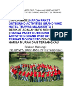 Harga Paket Outbound Activities Grand Whiz Hotel Trawas Mojokerto