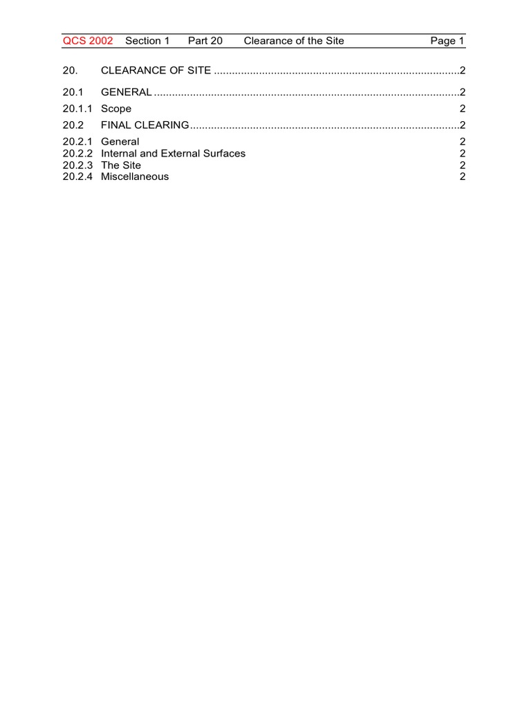 Part 20 - Clearance of The Site | PDF