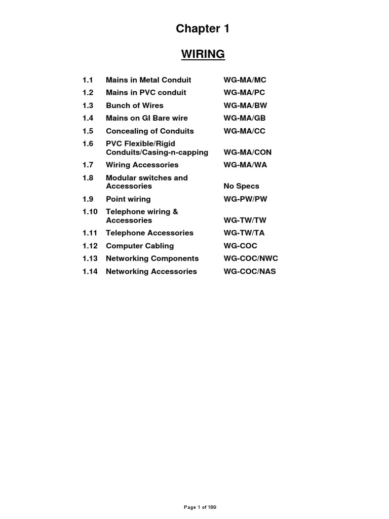Standard Specifications For Wiring PDF | PDF | Electrical Wiring | Pipe ...