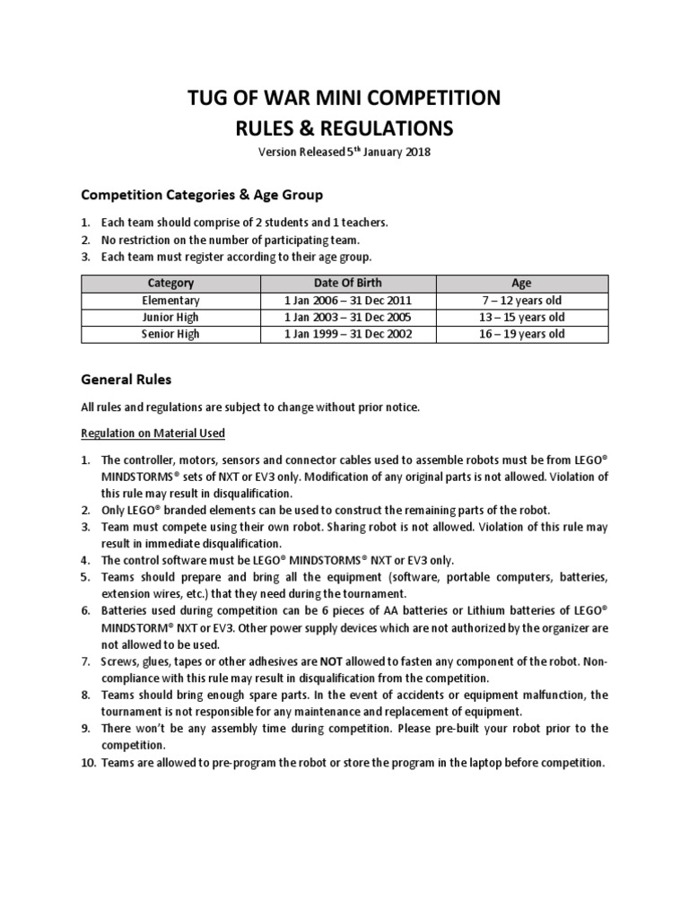 2018 Tug of War Rules Regulation | PDF | Computing And Information ...