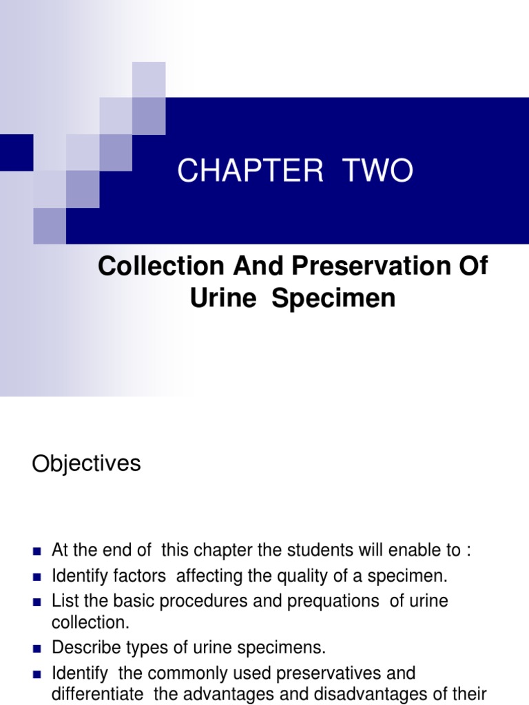 Chapter Two: Collection and Preservation of Urine Specimen | PDF ...