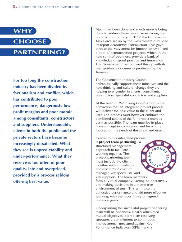 WHY Choose Partnering?: Aguide To Project Team Partnering | PDF ...