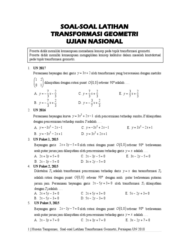 Contoh Soal Rotasi Soal Smp Kelas 9