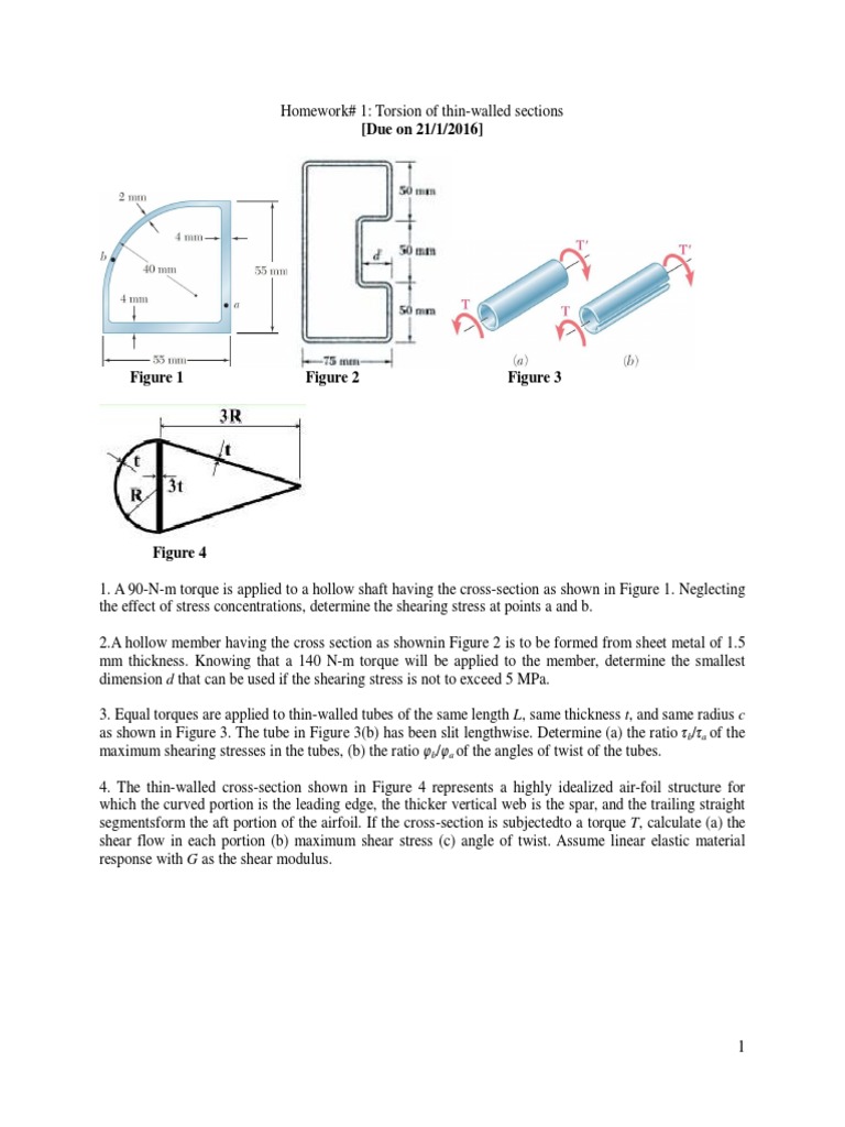 Torsion and Shear Stress in Sections | PDF | Shear Stress | Stress ...