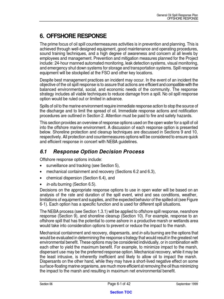 ESSO General Oil Spill Response Plan Oil Spill Petroleum