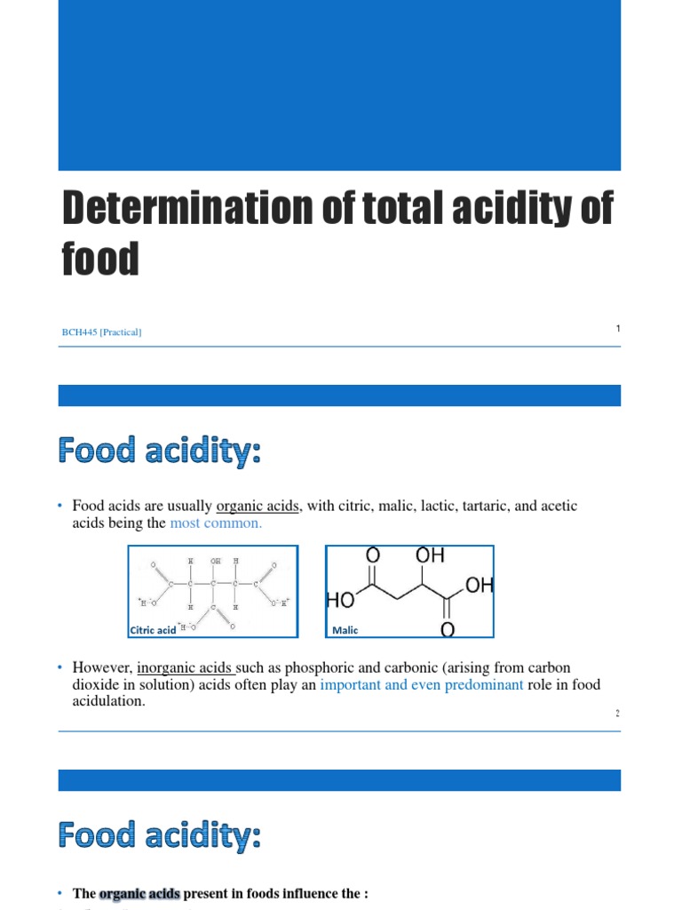 Total Acidity Determination in Foods | PDF | Sodium Hydroxide | Titration