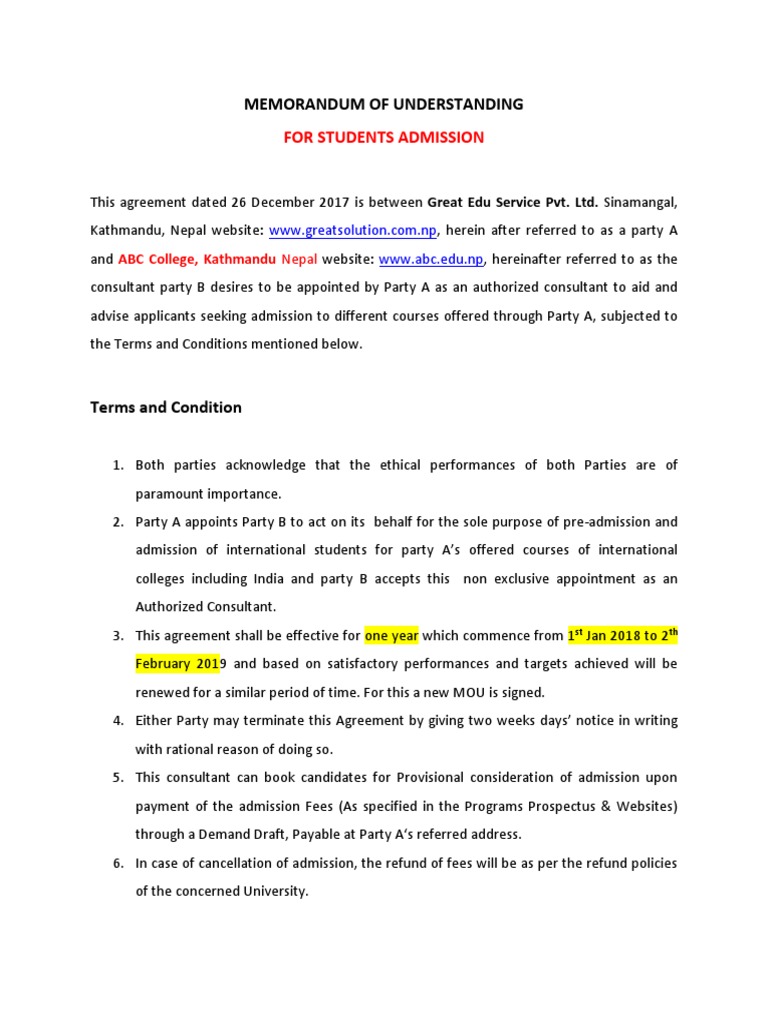 MOU Template of Contract Between Two Companies  PDF  Private Law Intended For piecework agreement template