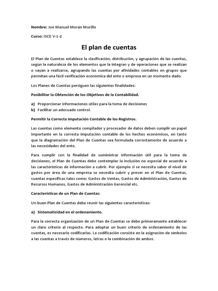 Plan de Cuentas: Estructura y Funciones | PDF | Contabilidad | Business