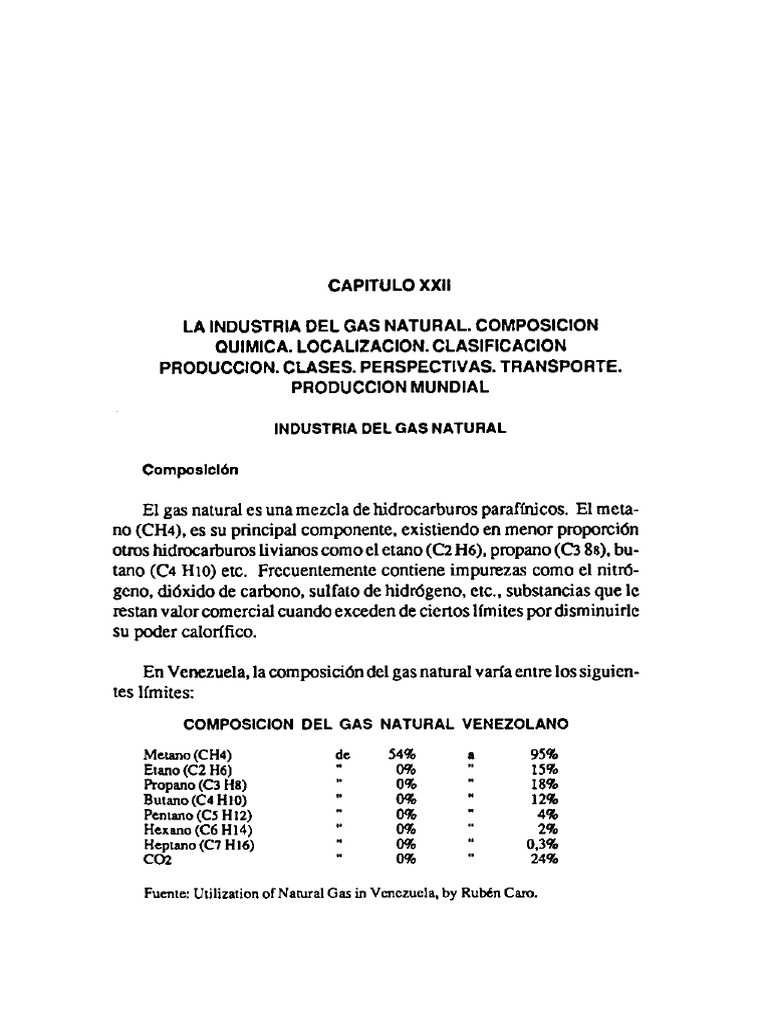 Composición y Uso del Gas Natural en Venezuela | PDF | Gas natural ...