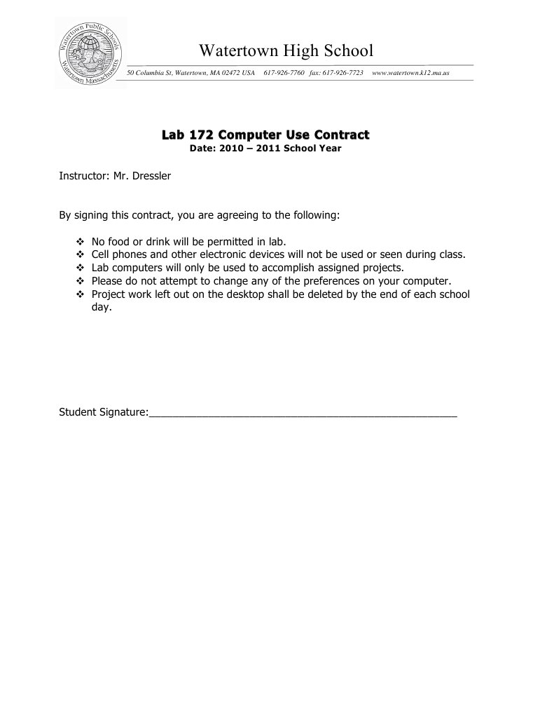 172 Lab Contract | PDF