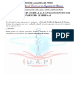 Convocatoria Para Ingresar a La Sociedad Cientifica de Ingenieria de Sistemas