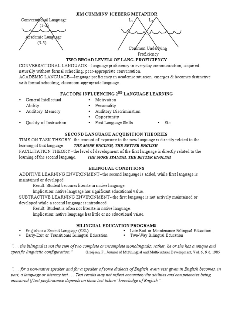 JIM CUMMINS’ ICEBERG METAPHOR First Language Multilingualism
