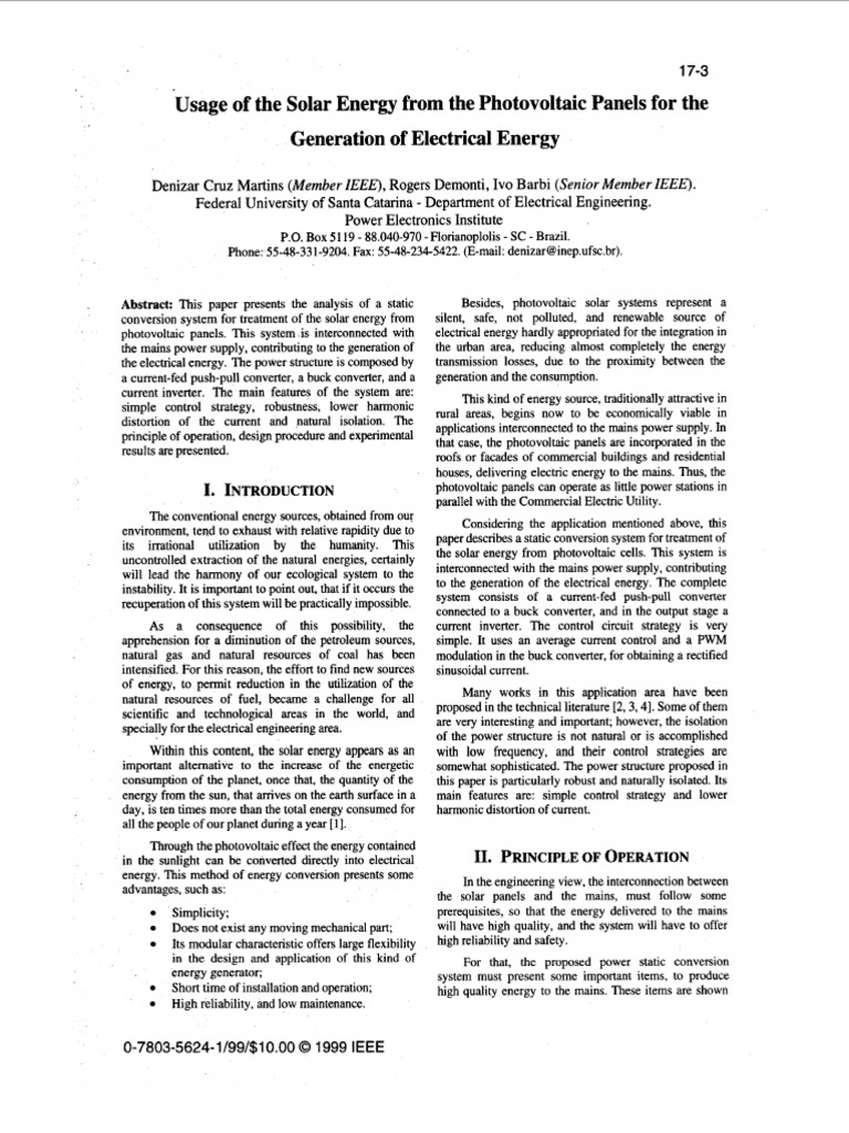Solar Energy Conversion System Analysis | PDF | Mains Electricity ...
