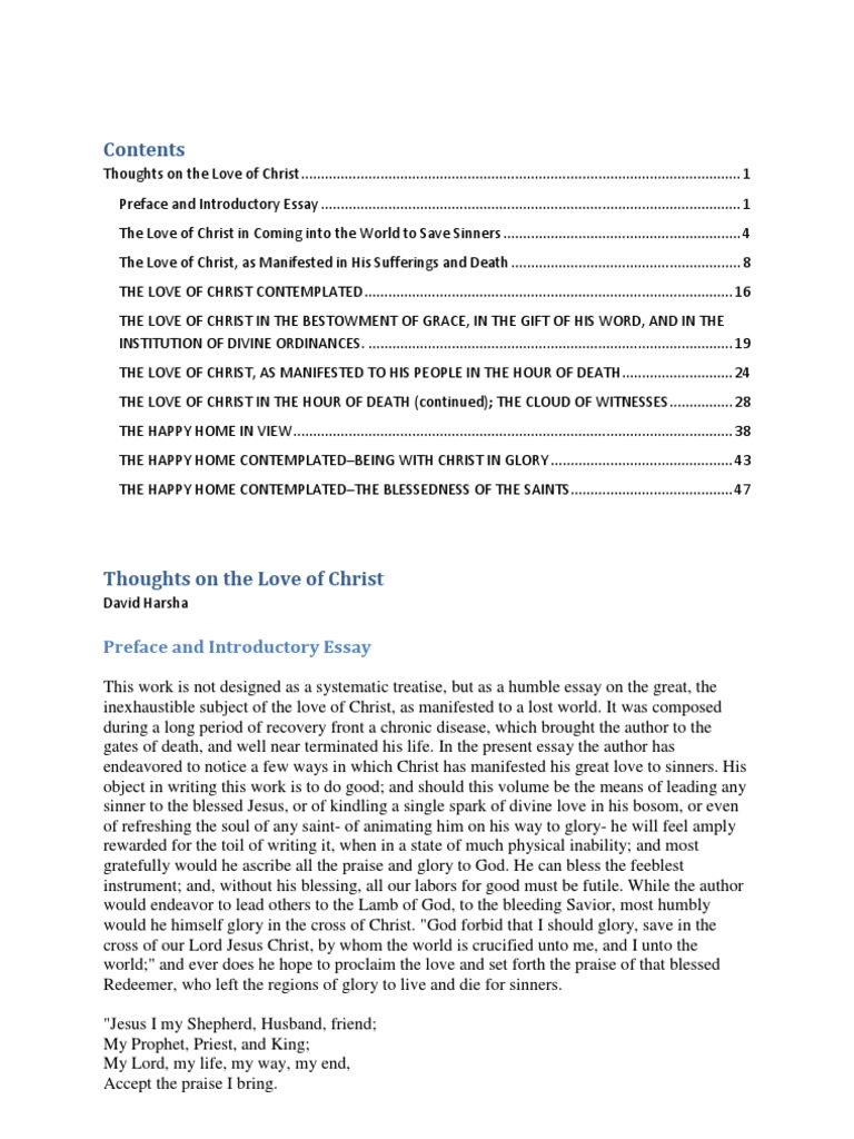 Thoughts On The Love of Christ | PDF | Atonement In Christianity | Sin