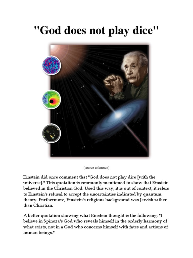 Einstein God Does Not Play Dice Sec PDF Albert Einstein God